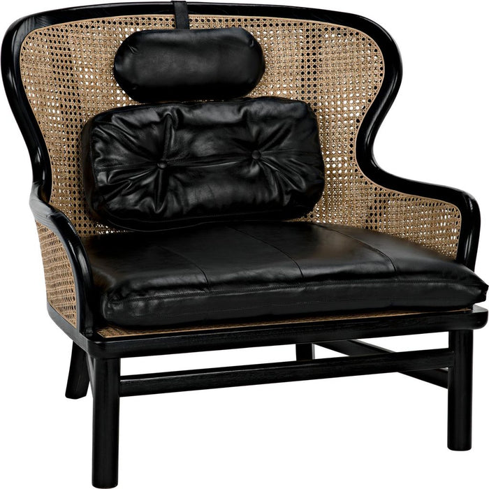 Noir Marabu Chair, Charcoal Black w/ Leather, 37" W