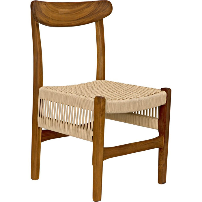 Noir Shagira Dining Chair, Teak w/ Woven Rope, 20" W