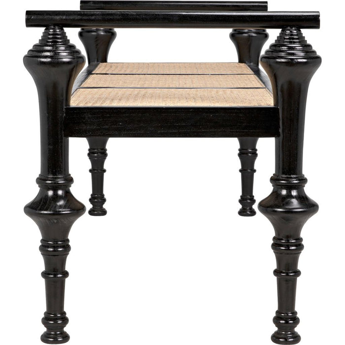 Noir Indochine Bench - Mindi & Caning, 65" W