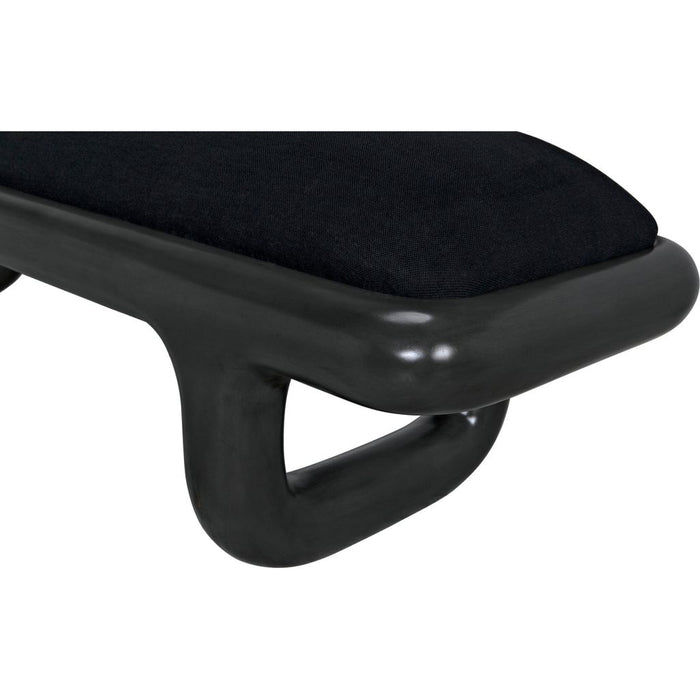 Noir Sigmund Bench - Mahogany & Black Cotton, 70.5" W