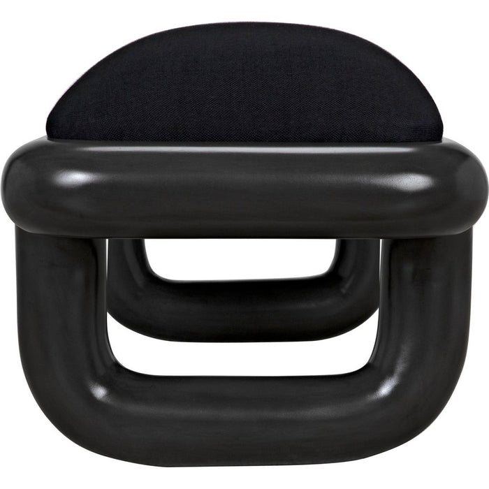 Noir Sigmund Bench - Mahogany & Black Cotton, 70.5" W