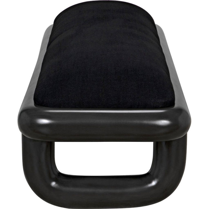 Noir Sigmund Bench - Mahogany & Black Cotton, 70.5" W