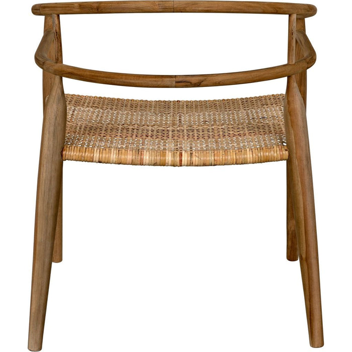 Noir Finley Dining Chair w/ Rattan, Teak, 26.5" W