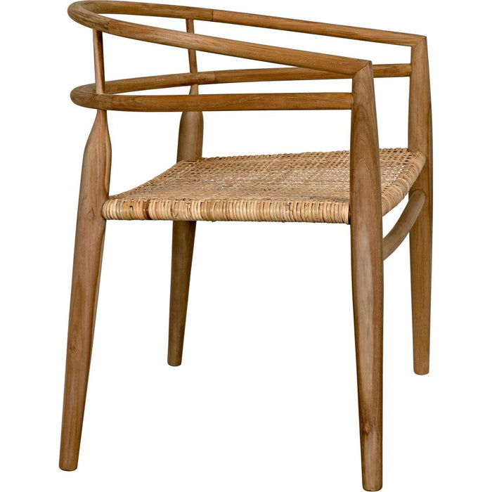 Noir Finley Dining Chair w/ Rattan, Teak, 26.5" W