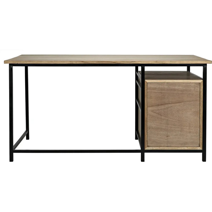 Noir Nabucco Desk, Bleached Walnut & Steel, 60" W