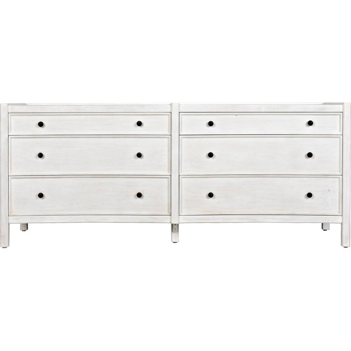 Noir Hampton 6 Drawer Dresser, White Wash - Mahogany & Veneer, 74" W