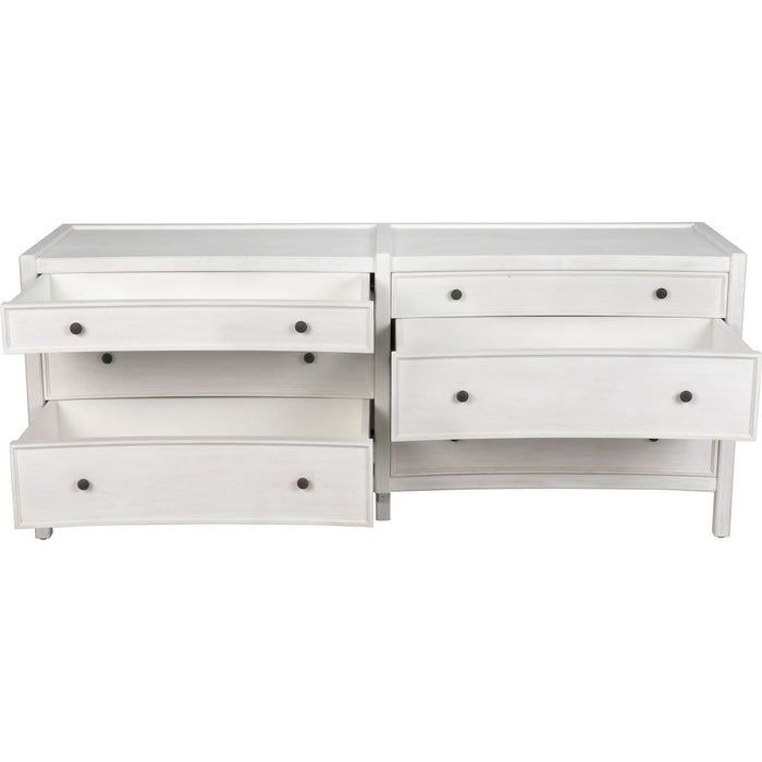 Noir Hampton 6 Drawer Dresser, White Wash - Mahogany & Veneer, 74" W