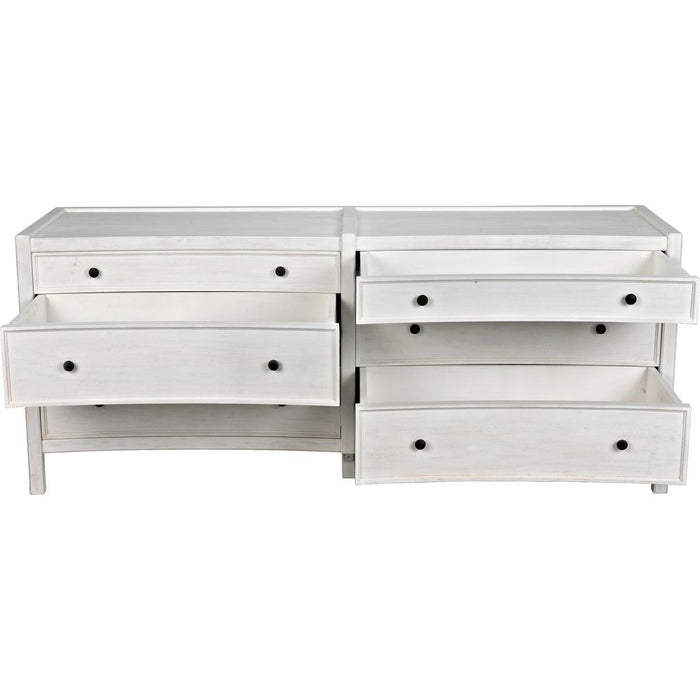 Noir Hampton 6 Drawer Dresser, White Wash - Mahogany & Veneer, 74" W