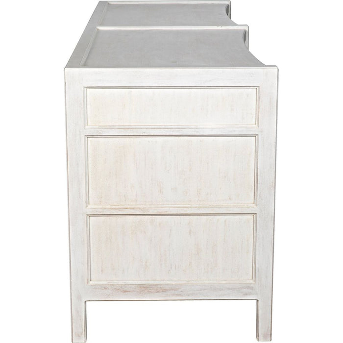 Noir Hampton 6 Drawer Dresser, White Wash - Mahogany & Veneer, 74" W