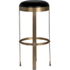 Noir Prince Bar Stool w/ Leather, Brass Finish, 14.5" W