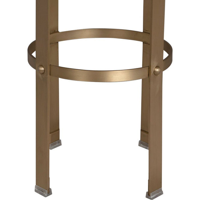 Noir Prince Bar Stool w/ Leather, Brass Finish, 14.5" W