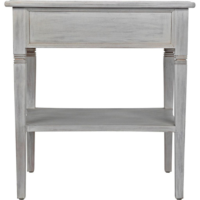 Noir Oxford 1-Drawer Side Table, White Wash - Mahogany & Veneer, 20"