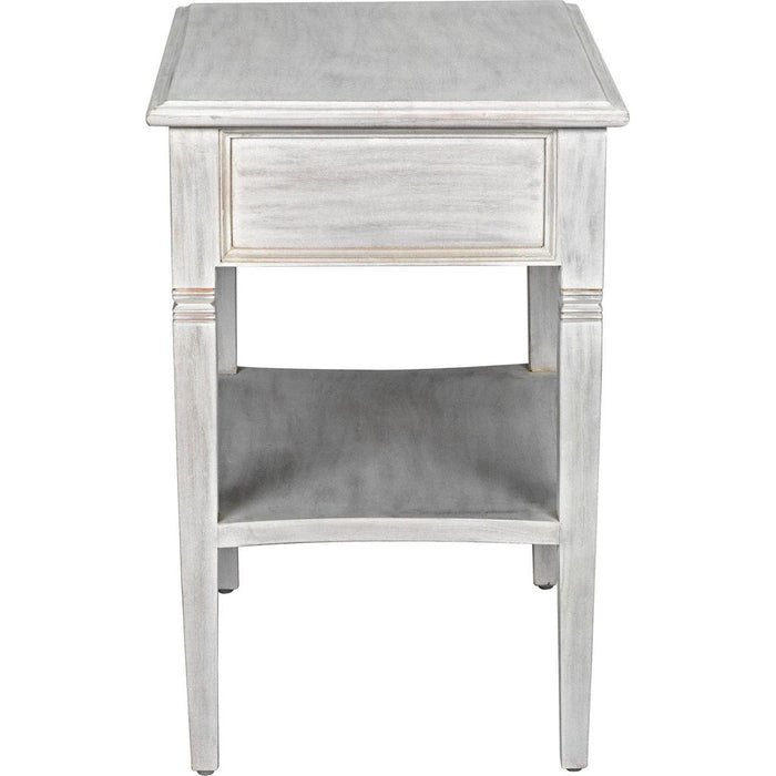 Noir Oxford 1-Drawer Side Table, White Wash - Mahogany & Veneer, 20"