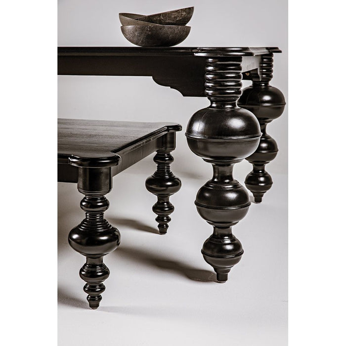 Noir Claudio Dining Table, Hand Rubbed Black - Mahogany & Veneer, 54"