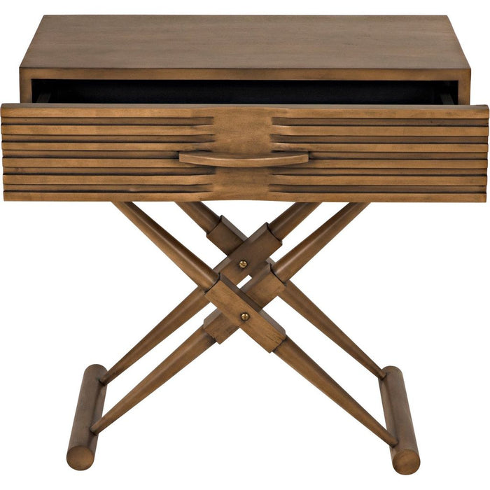 Noir Zanta Side Table, Saddle Brown - Mahogany & Veneer, 18"