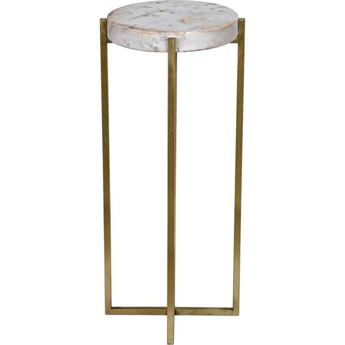 Noir Soho Side Table - Industrial Steel & Bianco Crown Marble, 11"