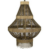 Noir Domo Chandelier, Steel & Metal Beads w/ Brass Finish