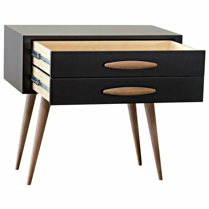 CFC Taylor 2-Drawer Nightstand, Poplar/Walnut, Black-Nightstands-CFC-Heaven's Gate Home, LLC