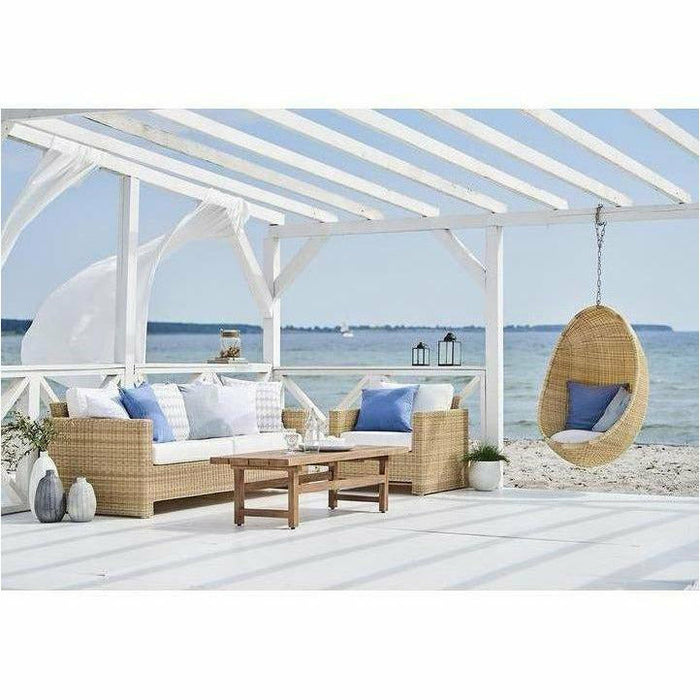 Sika-Design Exterior Sixty 3-Seater Sofa w/ Cushion, Outdoor-Sofas-Sika Design-Natural-Tempotest White Canvas Seat and Back Cushion-Heaven's Gate Home, LLC