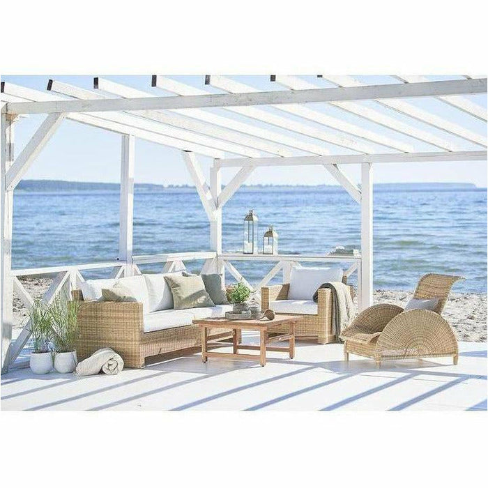 Sika-Design Exterior Sixty Lounge Chair w/ Cushion, Outdoor-Lounge Chairs-Sika Design-Natural-Tempotest White Canvas Seat and Back Cushion-Heaven's Gate Home, LLC