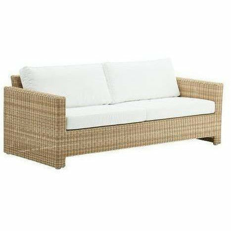 Sika-Design Exterior Sixty 3-Seater Sofa w/ Cushion, Outdoor-Sofas-Sika Design-Natural-Tempotest White Canvas Seat and Back Cushion-Heaven's Gate Home, LLC