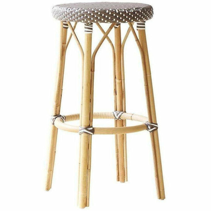 Sika-Design Affaire Simone Rattan Bar Stool, Stackable, Indoor/Covered Outdoor-Bar Stools-Sika Design-Cappuccino / White Dots-Heaven's Gate Home, LLC