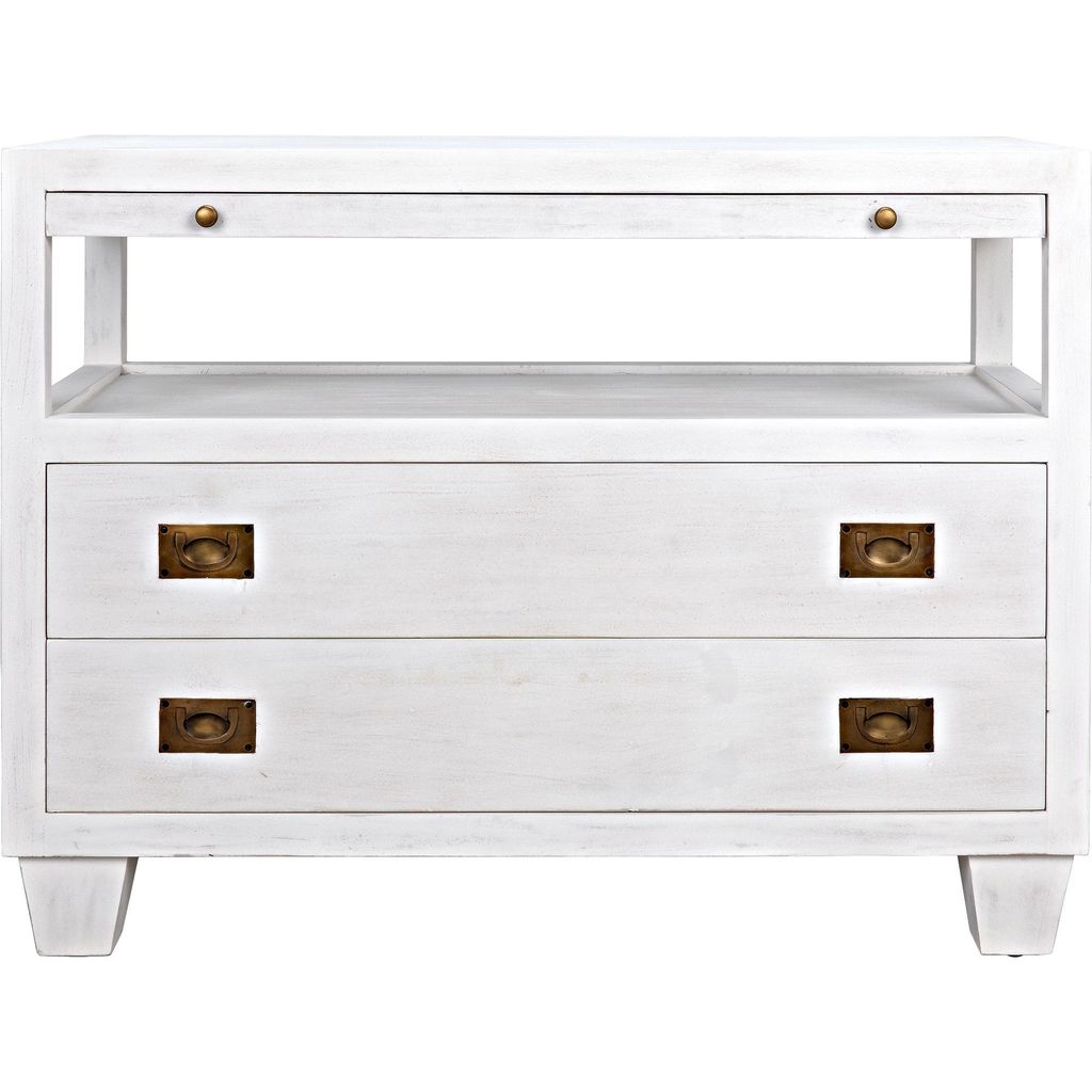 Primary vendor image of Noir 2-Drawer Side Table w/ Sliding Tray, White Wash, 19.5"