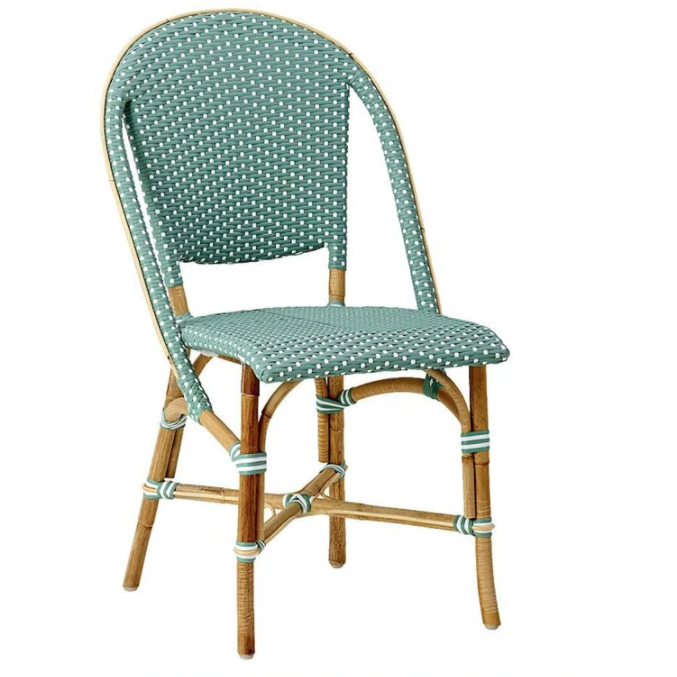 Sika-Design Affaire Sofie Rattan Side Bistro Chair, Stackable, Indoor/Covered Outdoor-Dining Chairs-Sika Design-Salvie Green / White Dots-Heaven's Gate Home, LLC