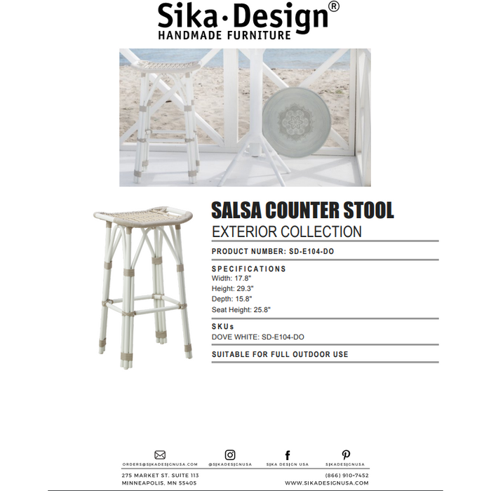 Sika-Design Exterior Salsa Counter Stool, Dove White, Outdoor-Counter Stools-Sika Design-Dove White-Heaven's Gate Home, LLC