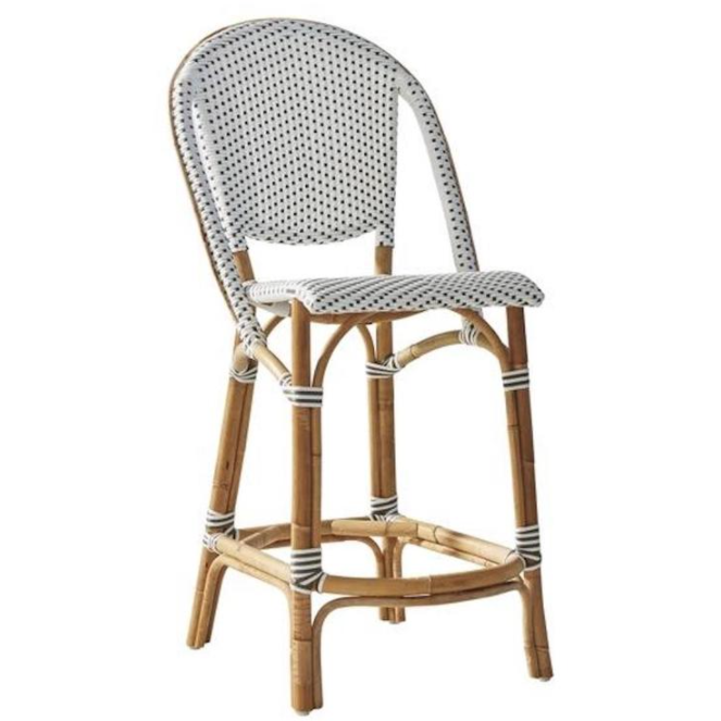 Sika-Design Affaire Sofie Rattan Counter Stool, Indoor/Covered Outdoor-Counter Stools-Sika Design-White / Cappuccino Dots-Heaven's Gate Home, LLC