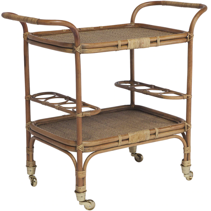 Sika-Design Originals Carlo Rattan Bar Cart, Antique, Indoor-Bar Carts-Sika Design-Antique-Heaven's Gate Home, LLC