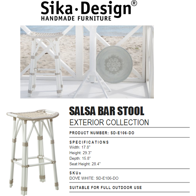 Sika-Design Exterior Salsa Bar Stool, Dove White, Outdoor-Bar Stools-Sika Design-Dove White-Heaven's Gate Home, LLC