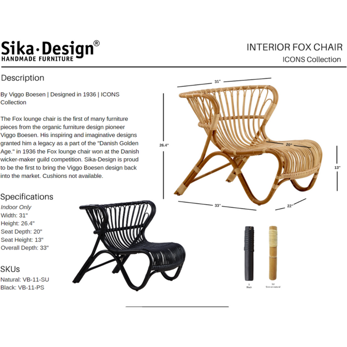 Sika-Design Icons Viggo Boesen Fox Lounge Chair, Indoor-Lounge Chairs-Sika Design-Heaven's Gate Home, LLC