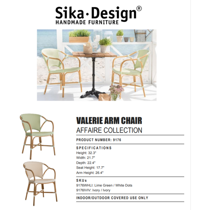 Sika-Design Affaire Sofie Valerie Rattan Stackable Dining Chair, Indoor/Covered Outdoor-Dining Chairs-Sika Design-Ivory-Heaven's Gate Home, LLC