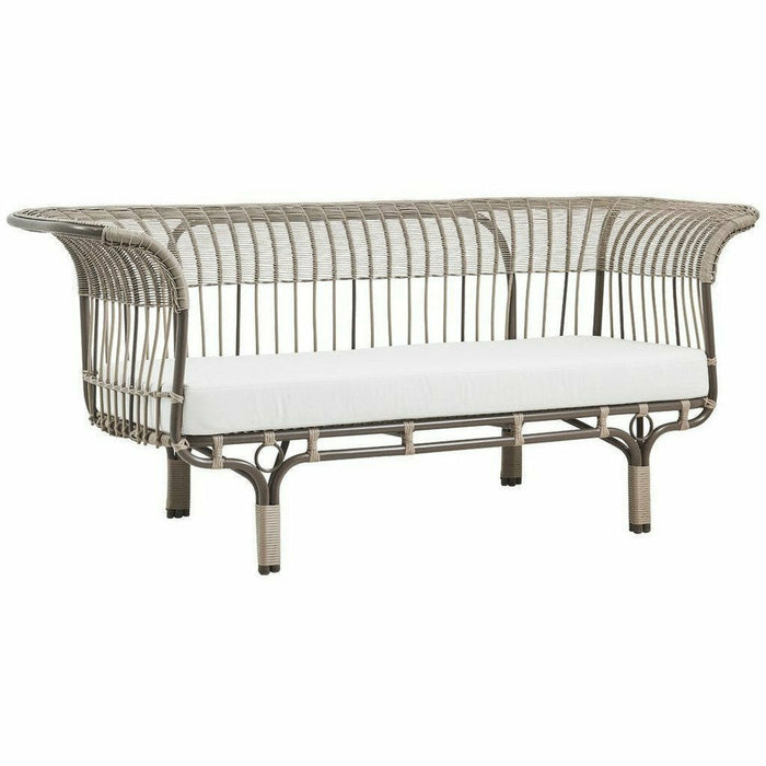 Sika-Design Exterior Belladonna Aluminum Rattan Sofa w/ Cushion, Outdoor-Sofas-Sika Design-Moccachino-Tempotest White Canvas-Heaven's Gate Home, LLC