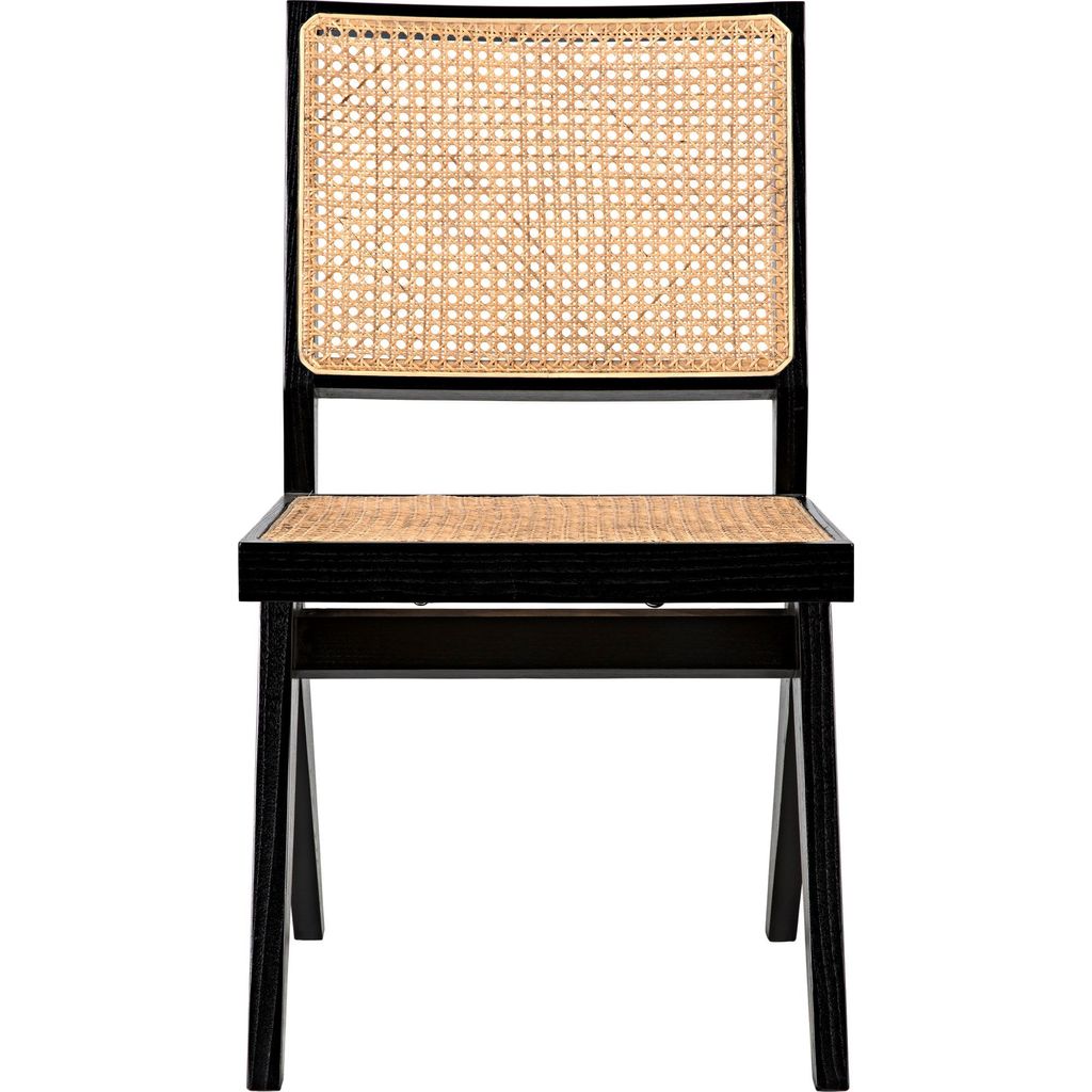 Noir Joseph Side Chair, Charcoal Black - Teak, 19.5" W