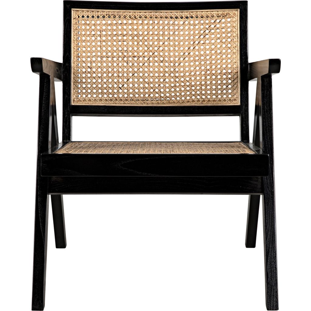 Noir James Relax Chair, Charcoal Black - Sungkai/Mindi & Caning, 24" W