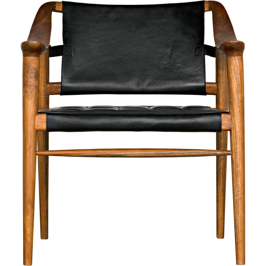 Noir Garibaldi Chair - Teak & Leather, 25" W