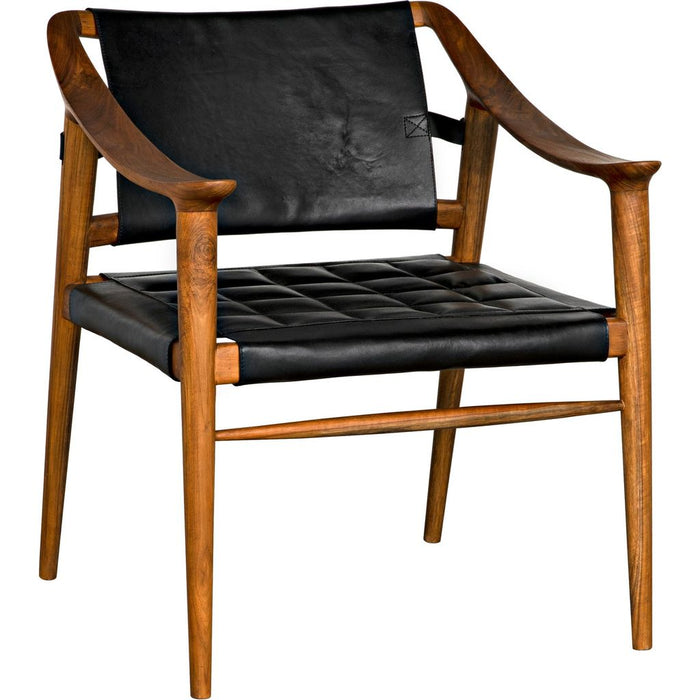 Primary vendor image of Noir Garibaldi Chair - Teak & Leather, 25" W