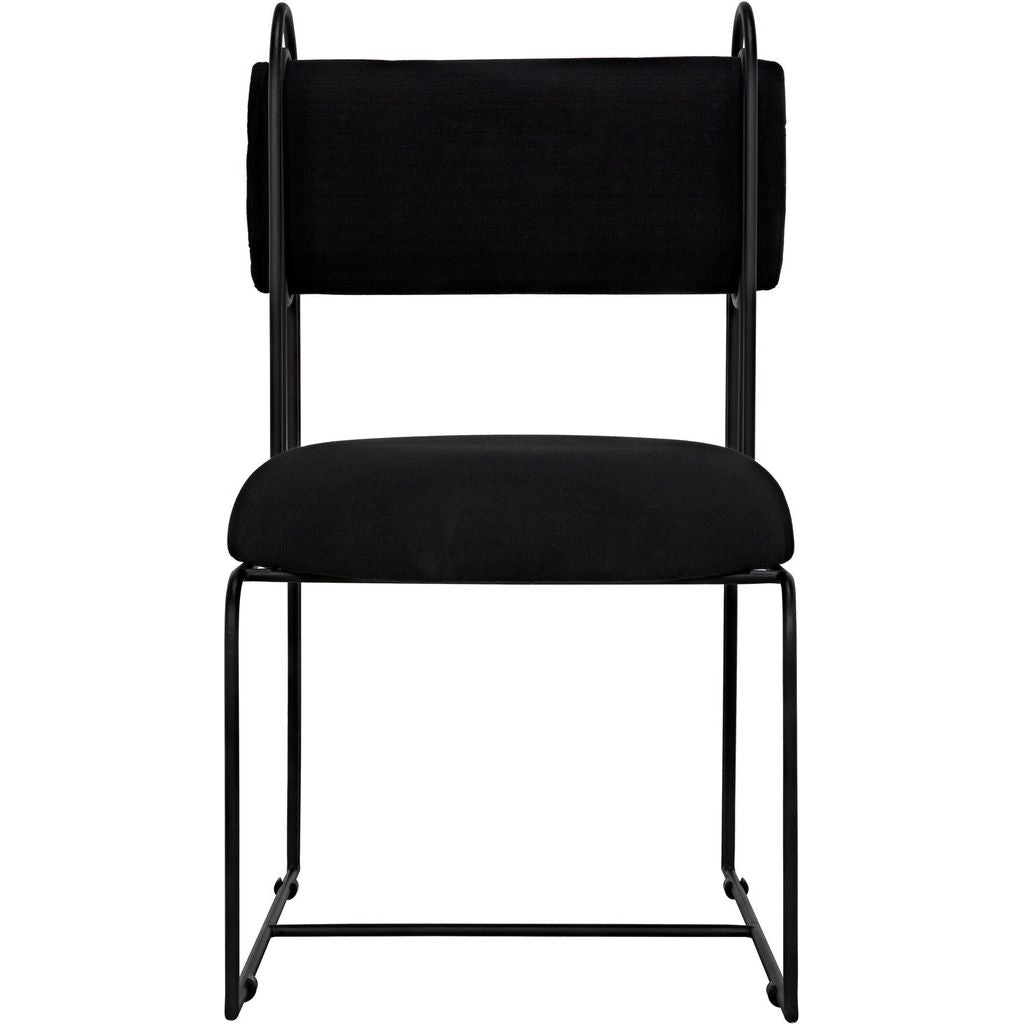 Noir Daisy Chair - Metal & Black Cotton, 20" W