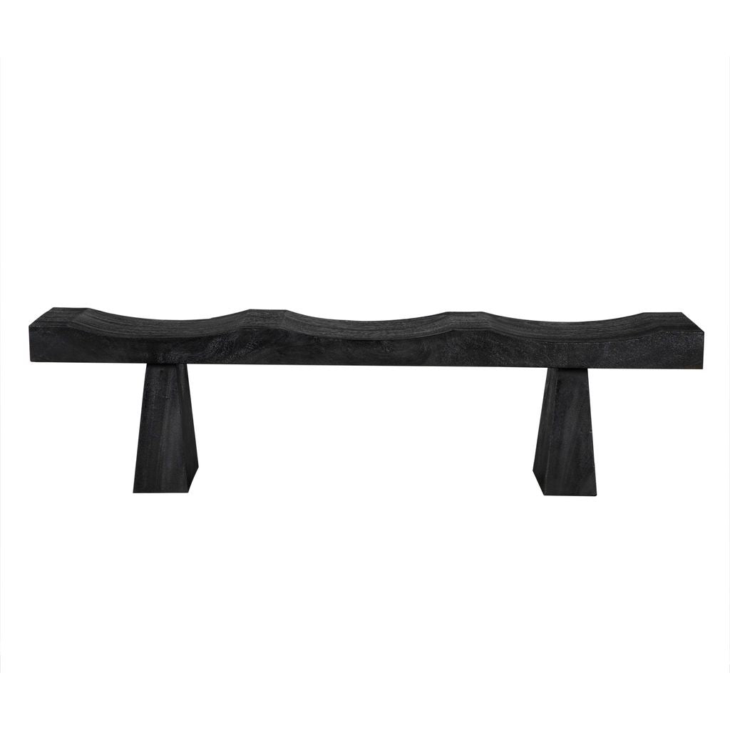 Noir Shibumi Bench, Burnt Black Finish - Munggur, 70" W