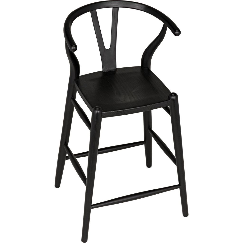 Noir Zola Counter Stool, Charcoal Black - Sungkai/Mindi, 21" W