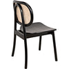 Noir Brahms Dining Chair, Charcoal Black w/ Caning, 20" W