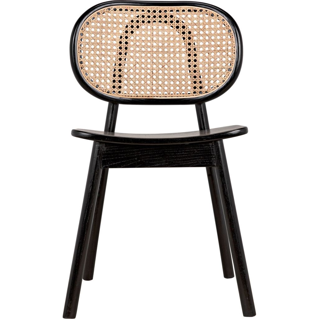 Noir Brahms Dining Chair, Charcoal Black w/ Caning, 20" W