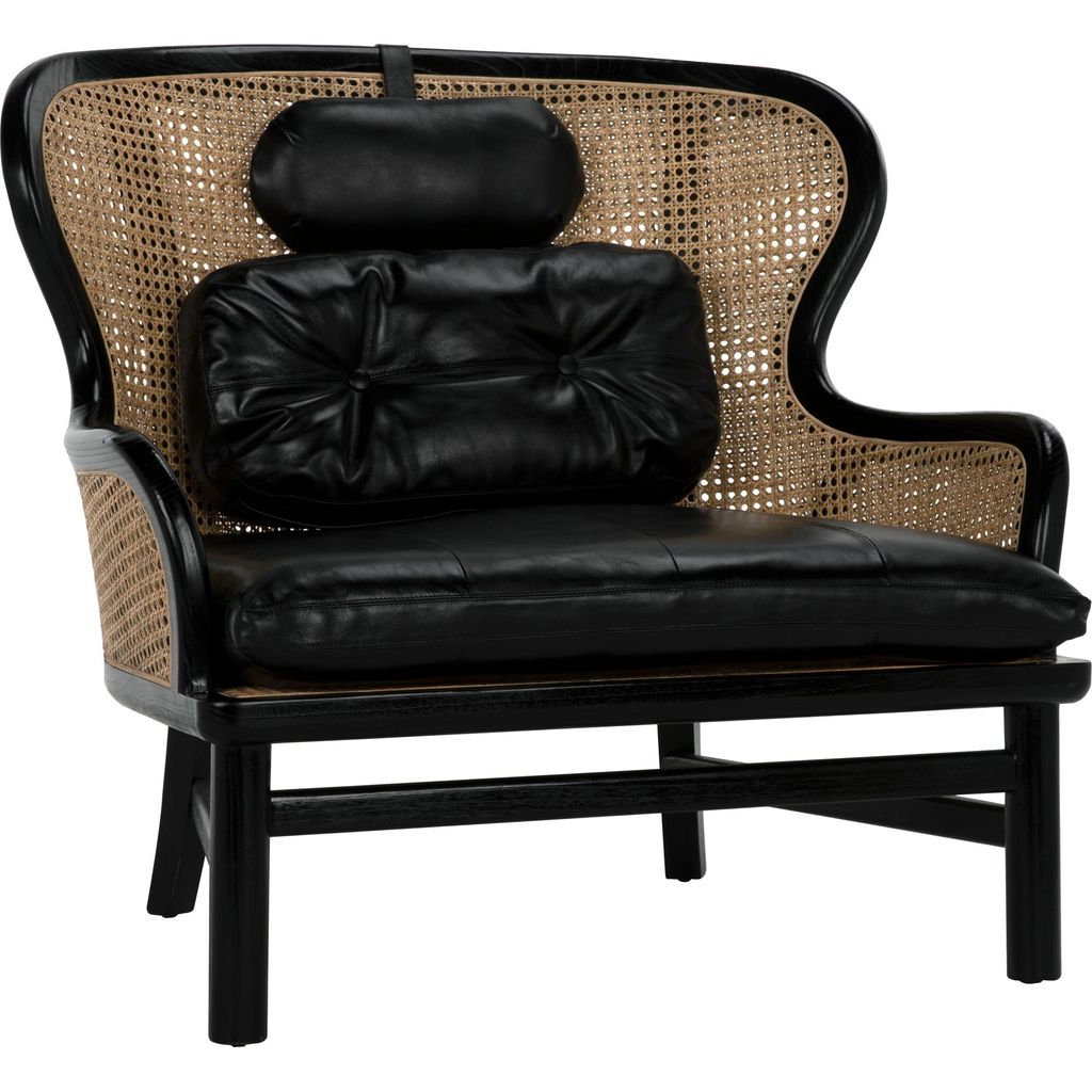 Primary vendor image of Noir Marabu Chair, Charcoal Black w/ Leather, 37" W