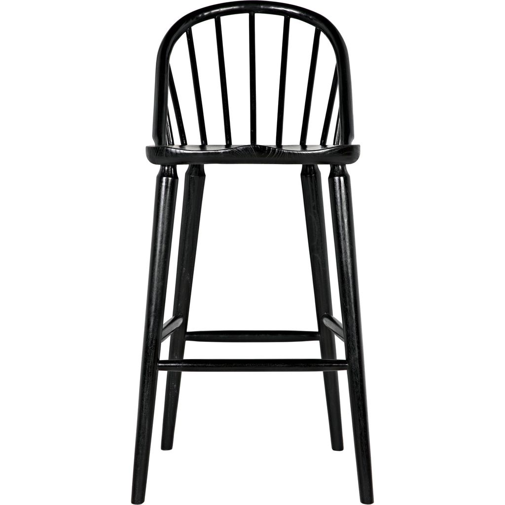 Noir Gloster Bar Chair, Charcoal Black - Sungkai/Mindi, 18" W