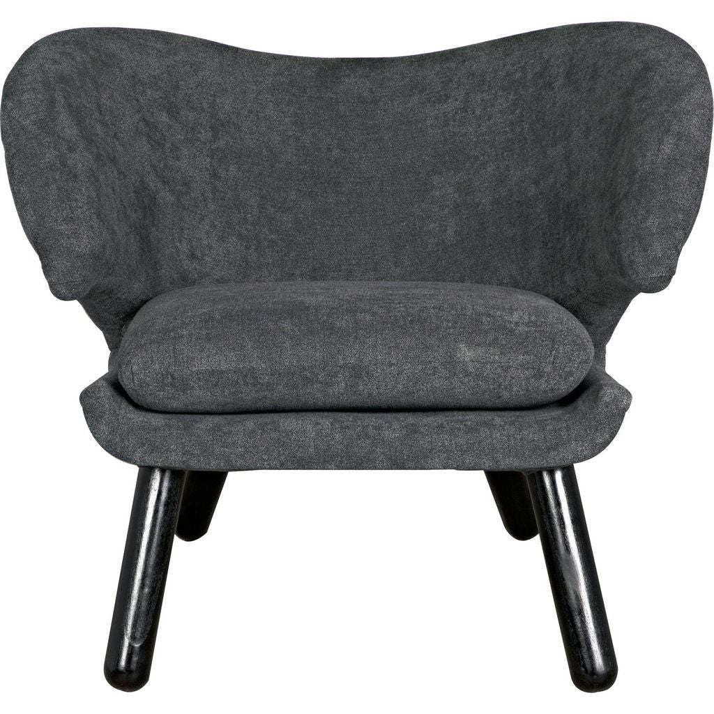 Noir Valerie Chair w/ Grey Fabric, 31" W