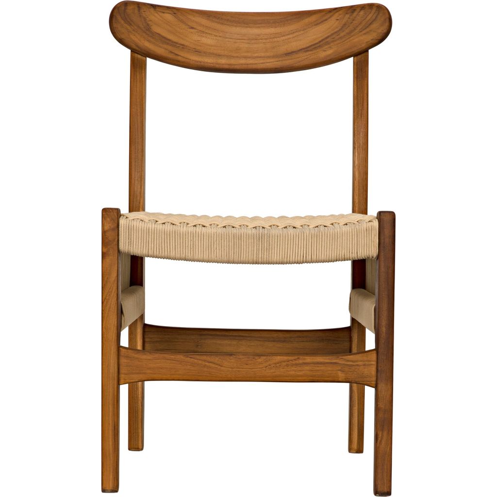 Noir Shagira Dining Chair, Teak w/ Woven Rope, 20" W