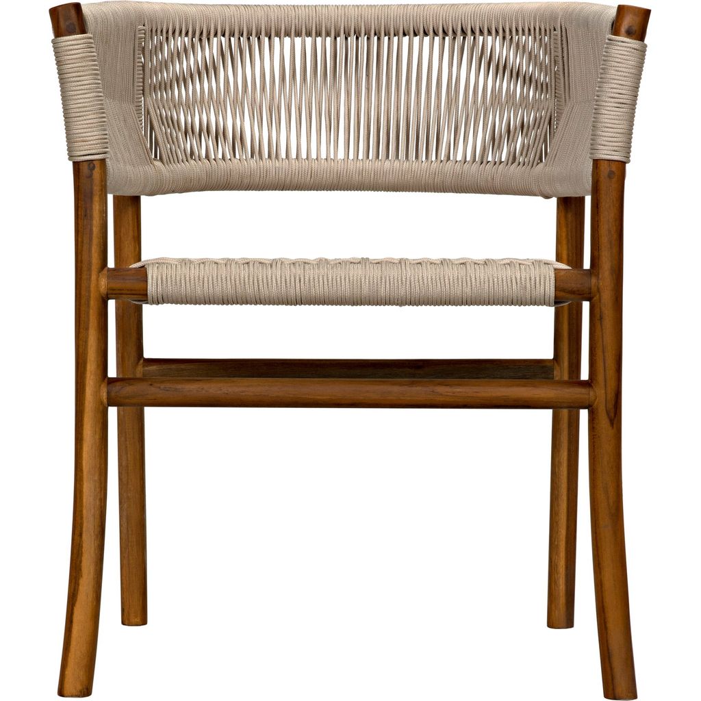 Noir Conrad Dining Chair, Teak w/ Woven Rope, 24" W