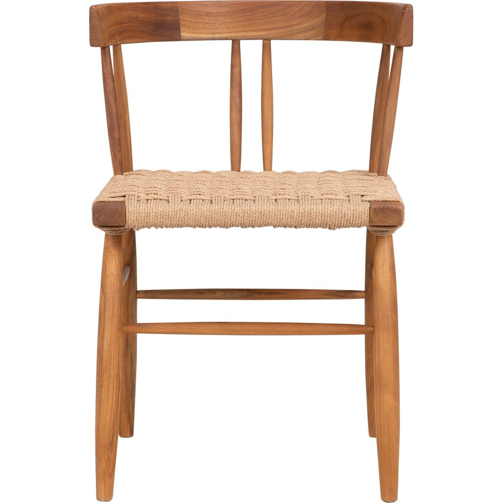 Noir Knox Dining Chair - Teak & Rope, 19" W